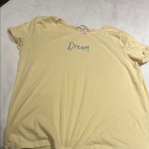 Victoria's Secret Light Yellow Tee with Glitter Text